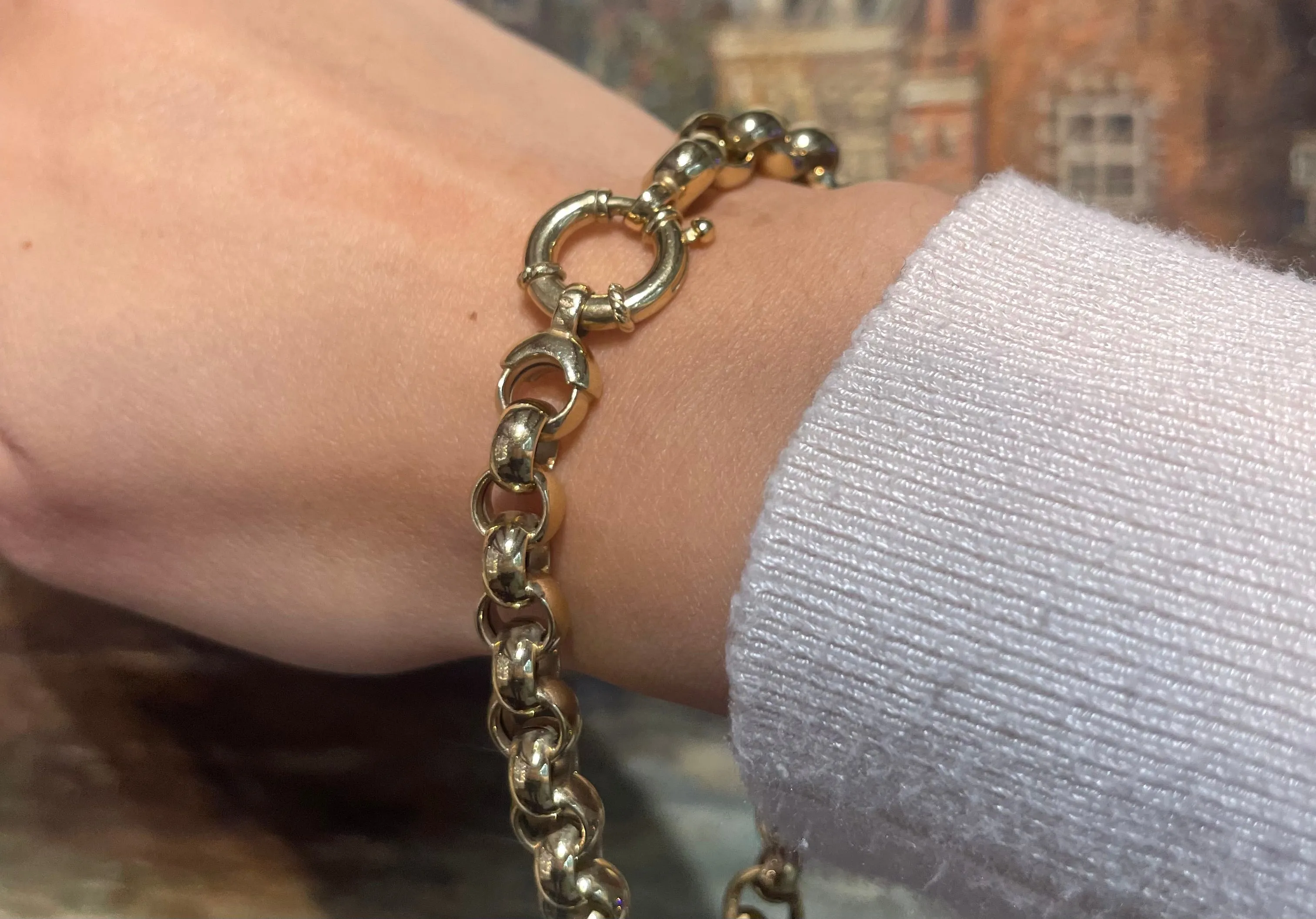 14 carat gold round link bracelet