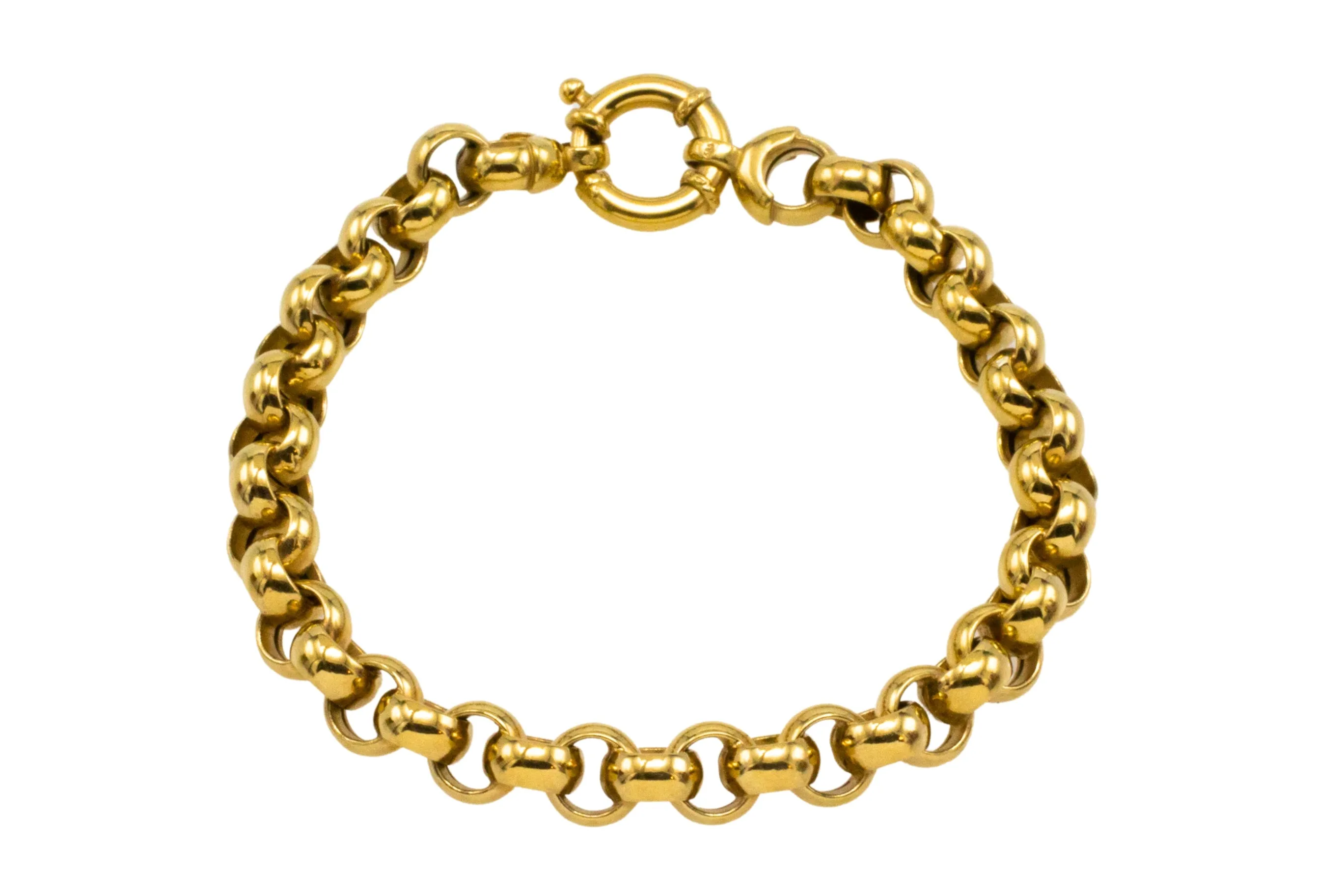 14 carat gold round link bracelet