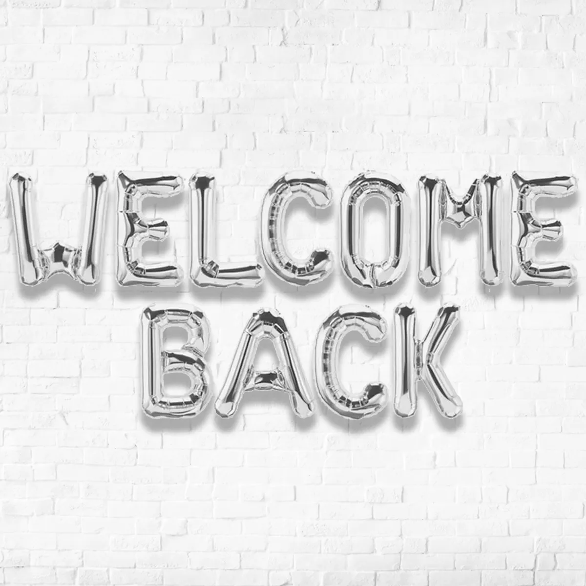 16" Welcome Back Alphabet SILVER Foil Balloons Banner NO HELIUM / NON FLYING
