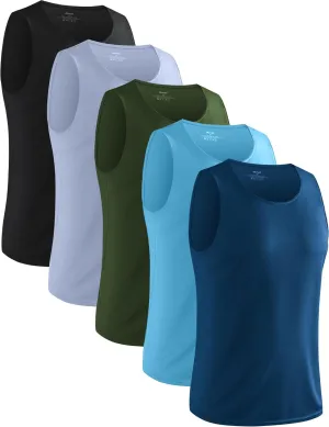 5 Pack Mens Running Sport Tank Tops Dry Fit Gym Wicking Athletic Mesh Breathable Cool Workout Sleeveless Shirts