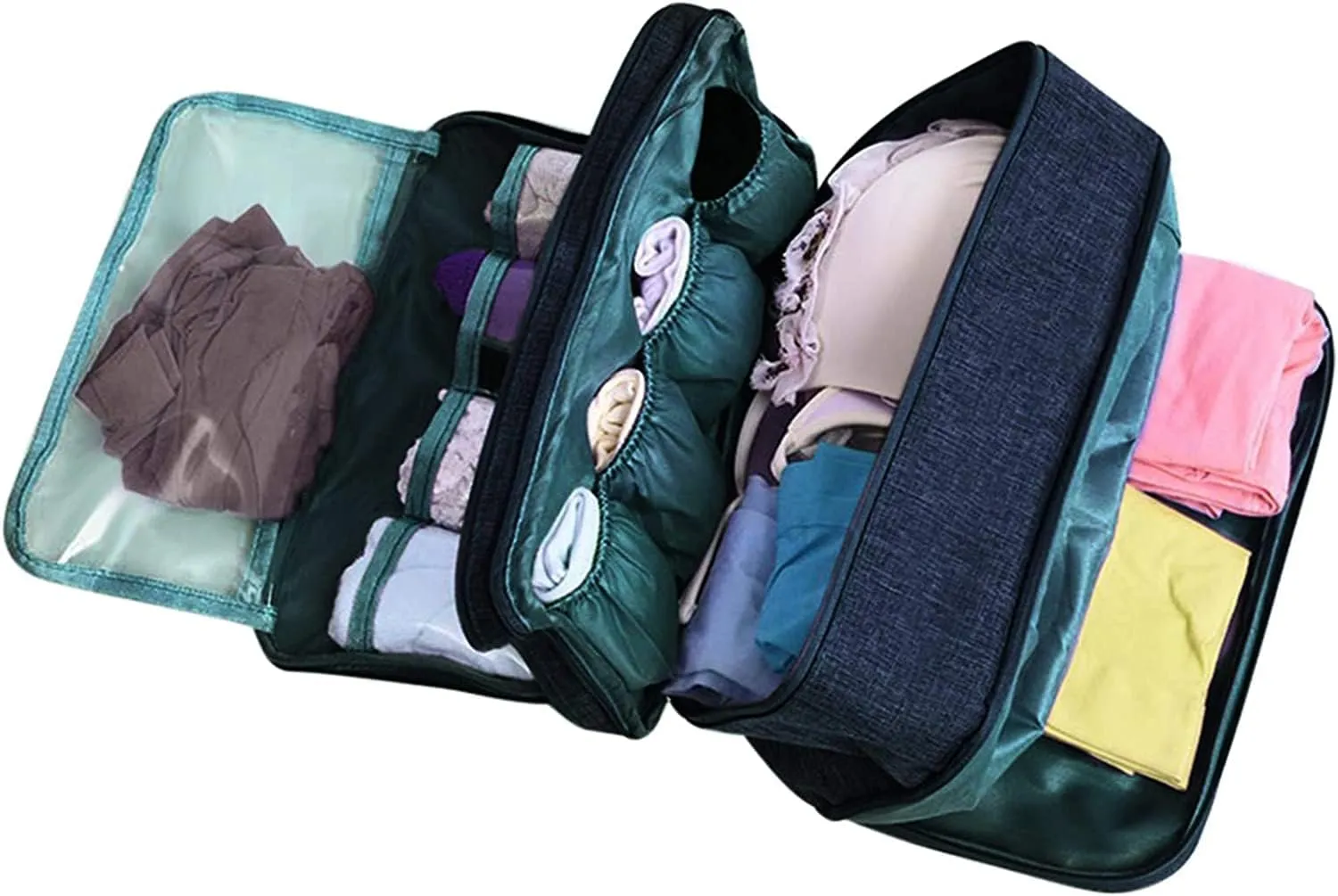 AIBEARTY Portable Waterproof Underwear Storage Bag Travel Bra Organizer Lingerie Socks Toiletry Bag Layer Cosmetic Pouch for Women Men