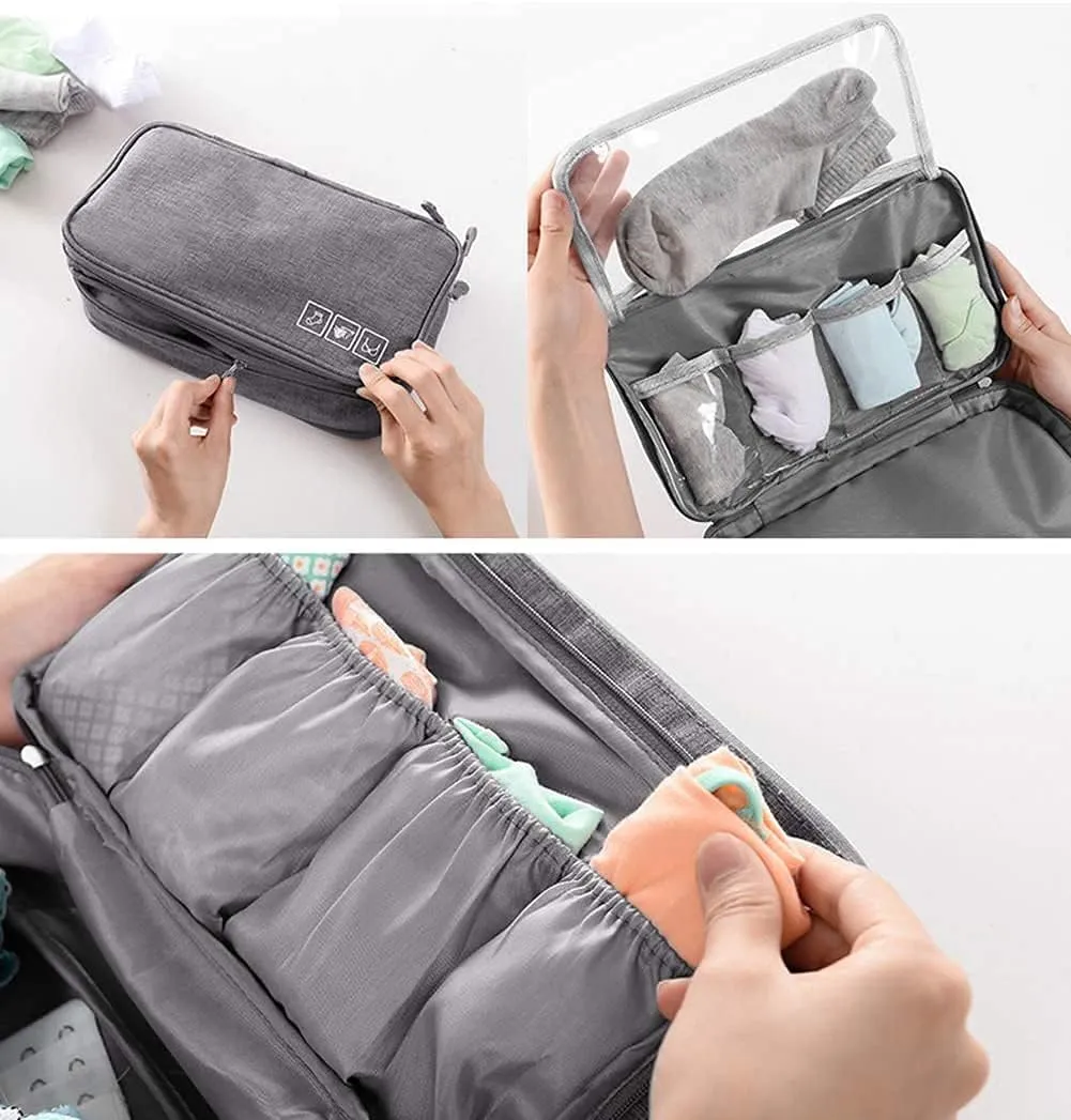 AIBEARTY Portable Waterproof Underwear Storage Bag Travel Bra Organizer Lingerie Socks Toiletry Bag Layer Cosmetic Pouch for Women Men