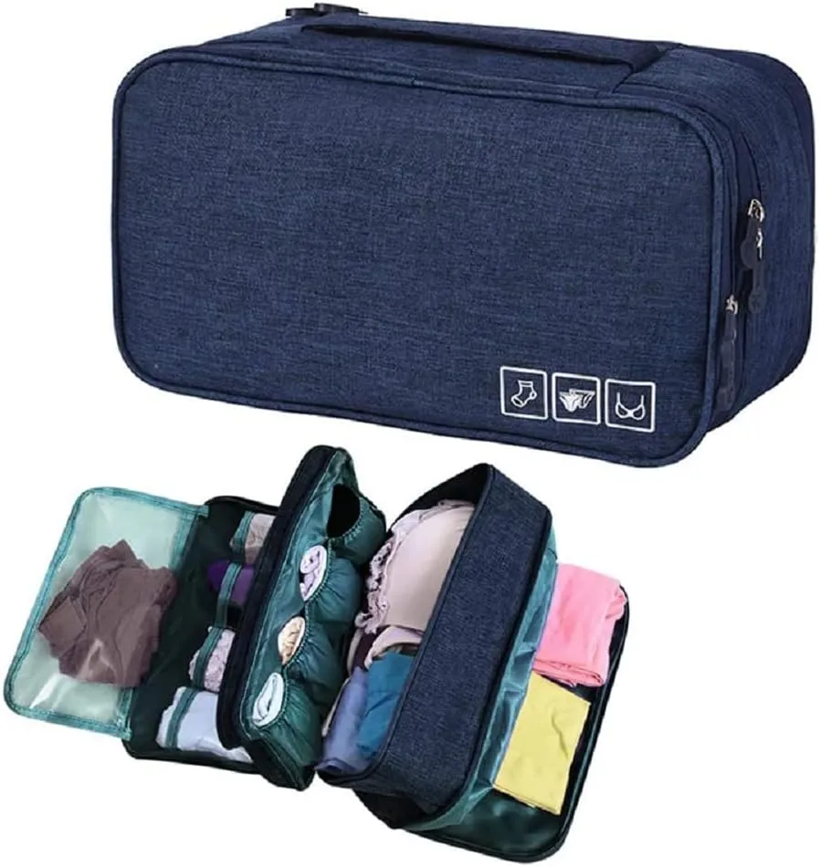 AIBEARTY Portable Waterproof Underwear Storage Bag Travel Bra Organizer Lingerie Socks Toiletry Bag Layer Cosmetic Pouch for Women Men