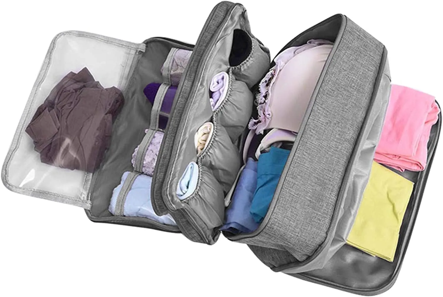 AIBEARTY Portable Waterproof Underwear Storage Bag Travel Bra Organizer Lingerie Socks Toiletry Bag Layer Cosmetic Pouch for Women Men