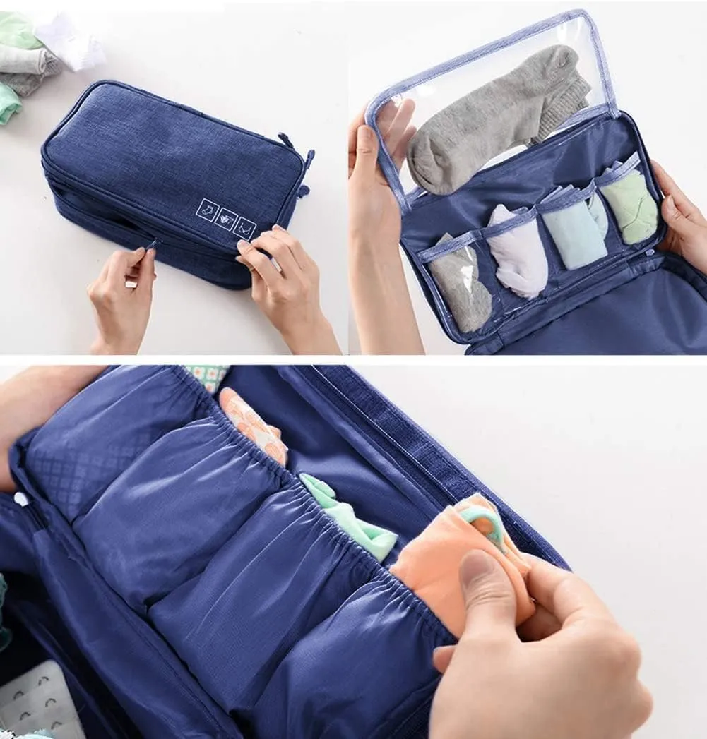 AIBEARTY Portable Waterproof Underwear Storage Bag Travel Bra Organizer Lingerie Socks Toiletry Bag Layer Cosmetic Pouch for Women Men