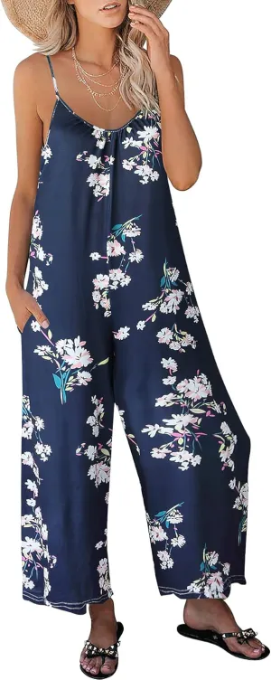 ANRABESS Women Summer Casual Sleeveless Spaghetti Strap Boho Wide Leg Jumpsuits Rompers Dressy 2025 Trendy Outfits Clothes