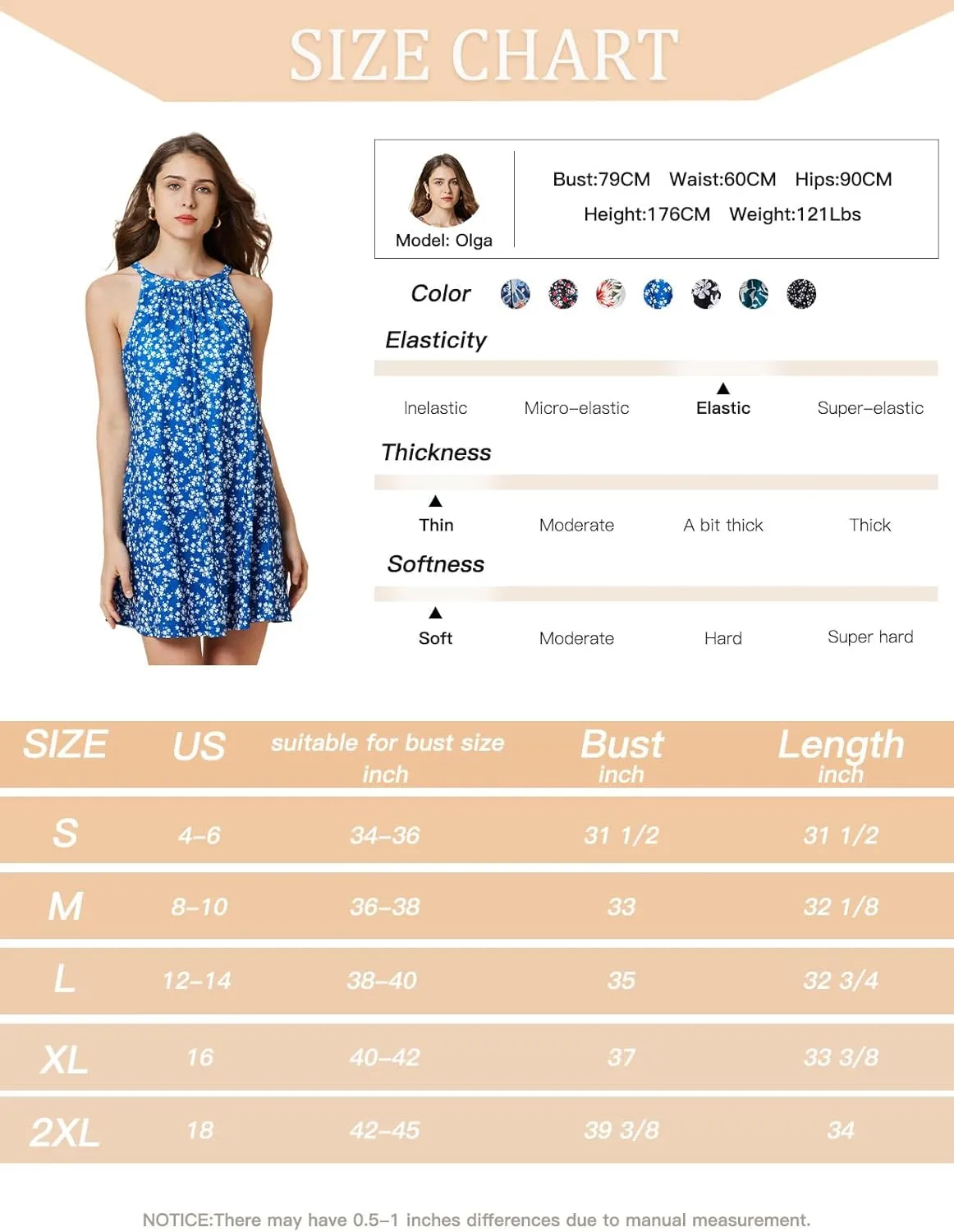 ANYFITTING Summer Dress with Built in Bra Casual Beach Sundress Flowy Halter Mini Short Dresses for Women 2025