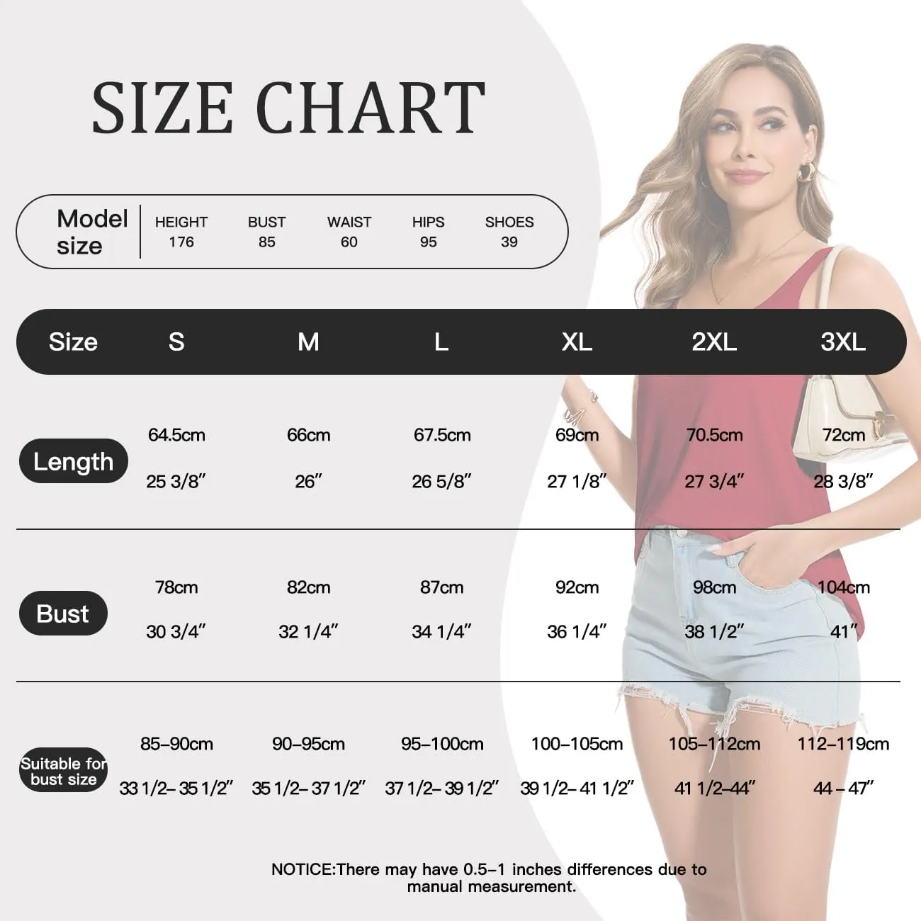 ANYFITTING V Neck Tank Top with Built in Bras Wide Strap Loose Fitting Flowy Summer Sleeveless Shirt