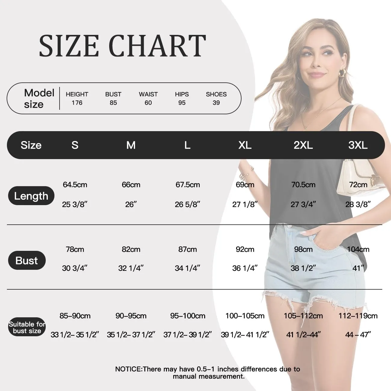 ANYFITTING V Neck Tank Top with Built in Bras Wide Strap Loose Fitting Flowy Summer Sleeveless Shirt