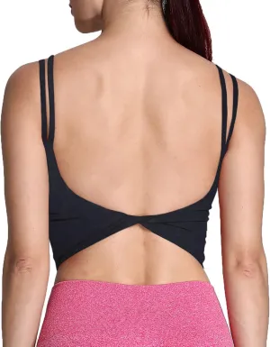 Aoxjox Women's Workout Sports Bras Fitness Padded Backless Yoga Crop Tank Top Twist Back Cami