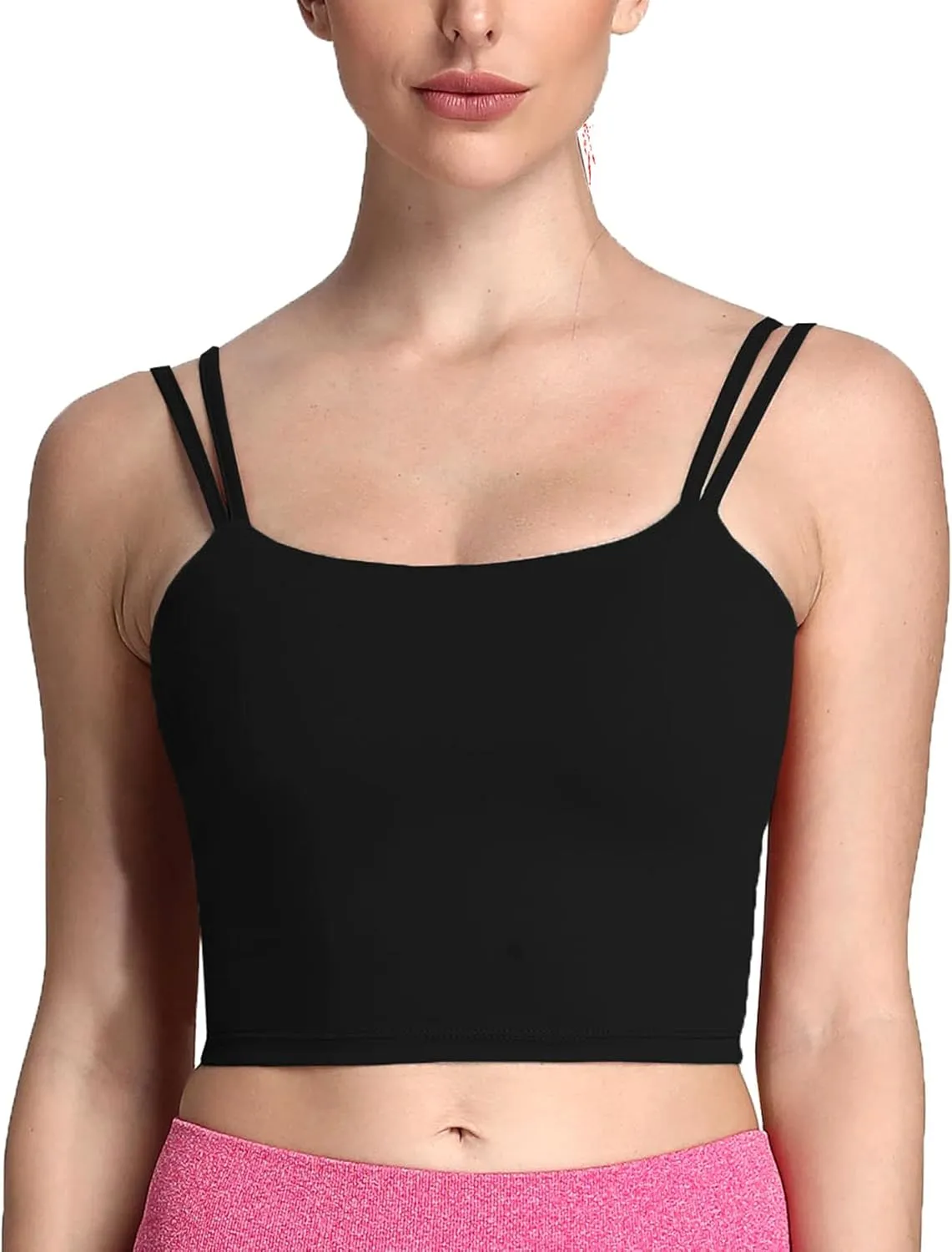 Aoxjox Women's Workout Sports Bras Fitness Padded Backless Yoga Crop Tank Top Twist Back Cami