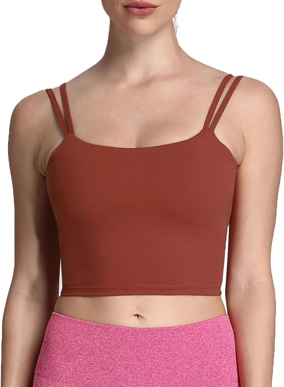 Aoxjox Women's Workout Sports Bras Fitness Padded Backless Yoga Crop Tank Top Twist Back Cami