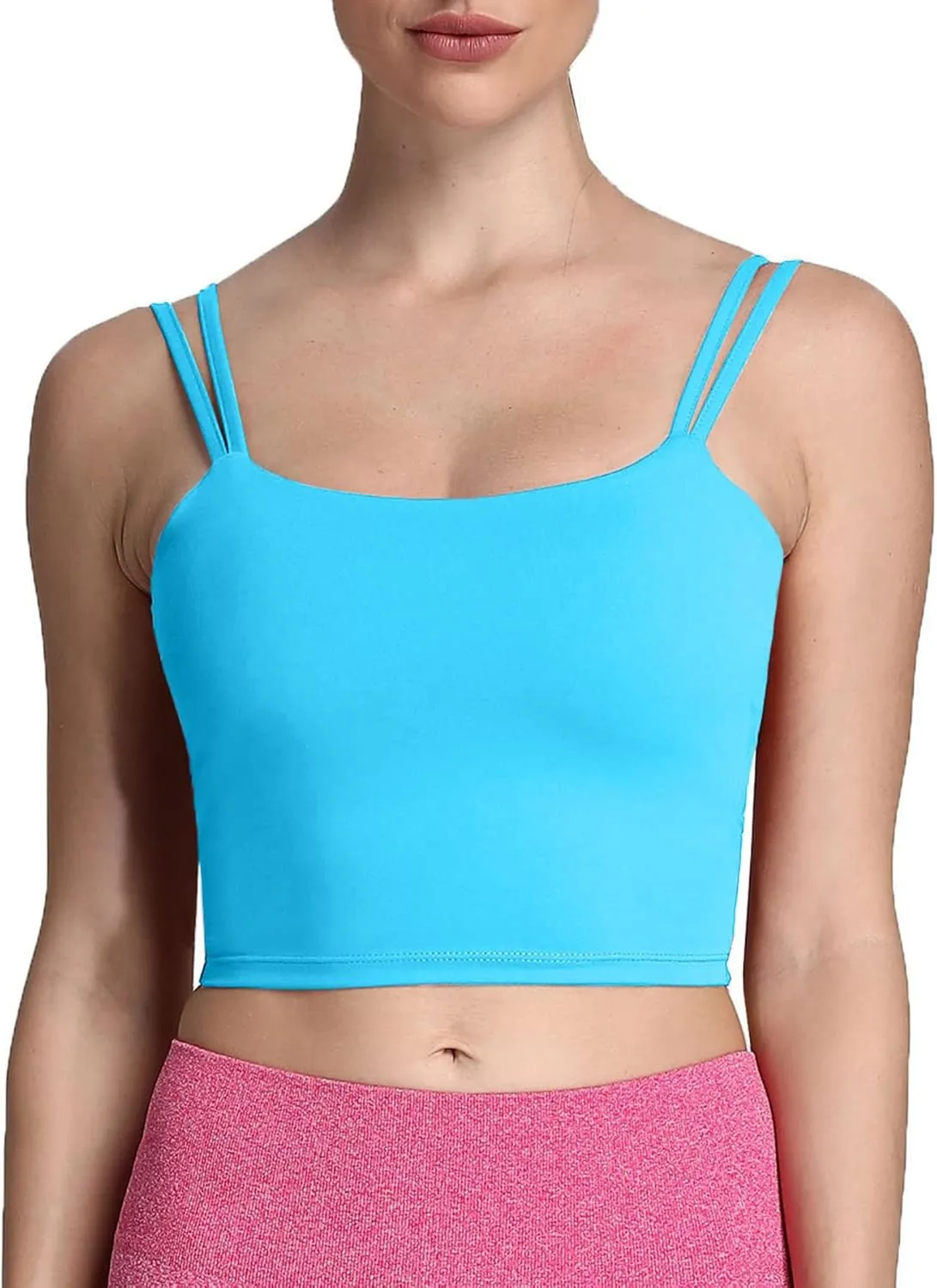 Aoxjox Women's Workout Sports Bras Fitness Padded Backless Yoga Crop Tank Top Twist Back Cami
