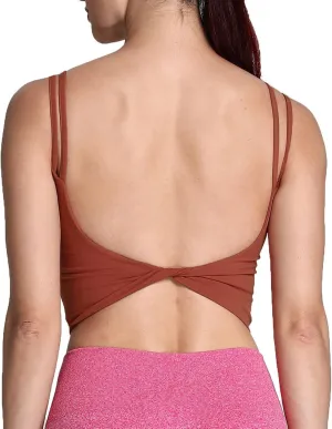 Aoxjox Women's Workout Sports Bras Fitness Padded Backless Yoga Crop Tank Top Twist Back Cami