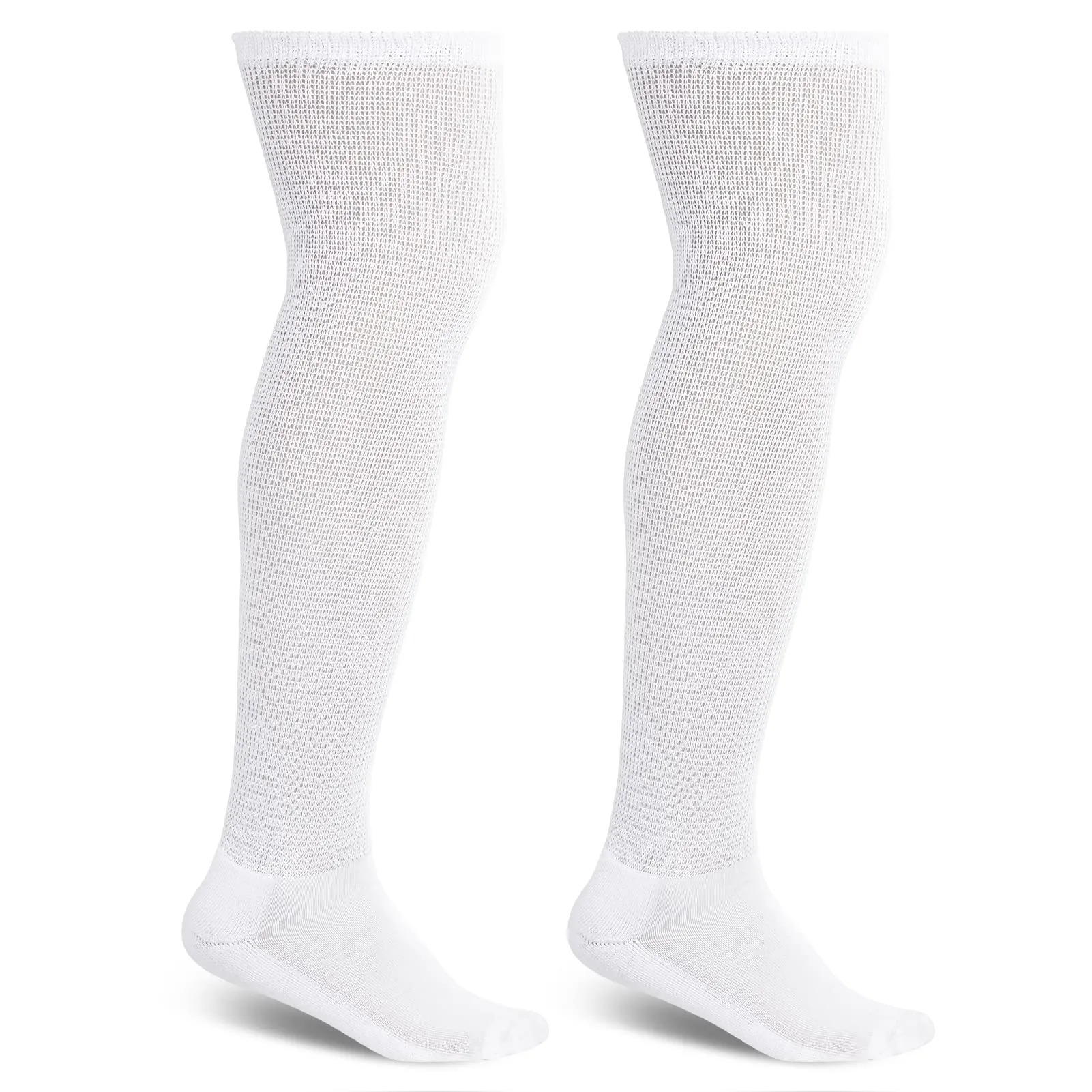 Athlemo Women&Men Bamboo Diabetic Socks 2 Pairs Loose Fit Non-Binding Over the Knee Seamless Breathable Anti-odor White(2 Pairs) 9-11