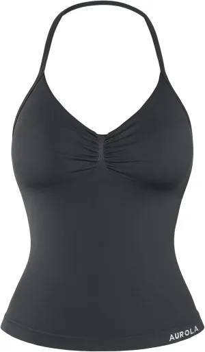 AUROLA Influence Longline Strappy Top Workout Tank Tops for Women Built in Shelf Bras, Impact Gym Sports Bra