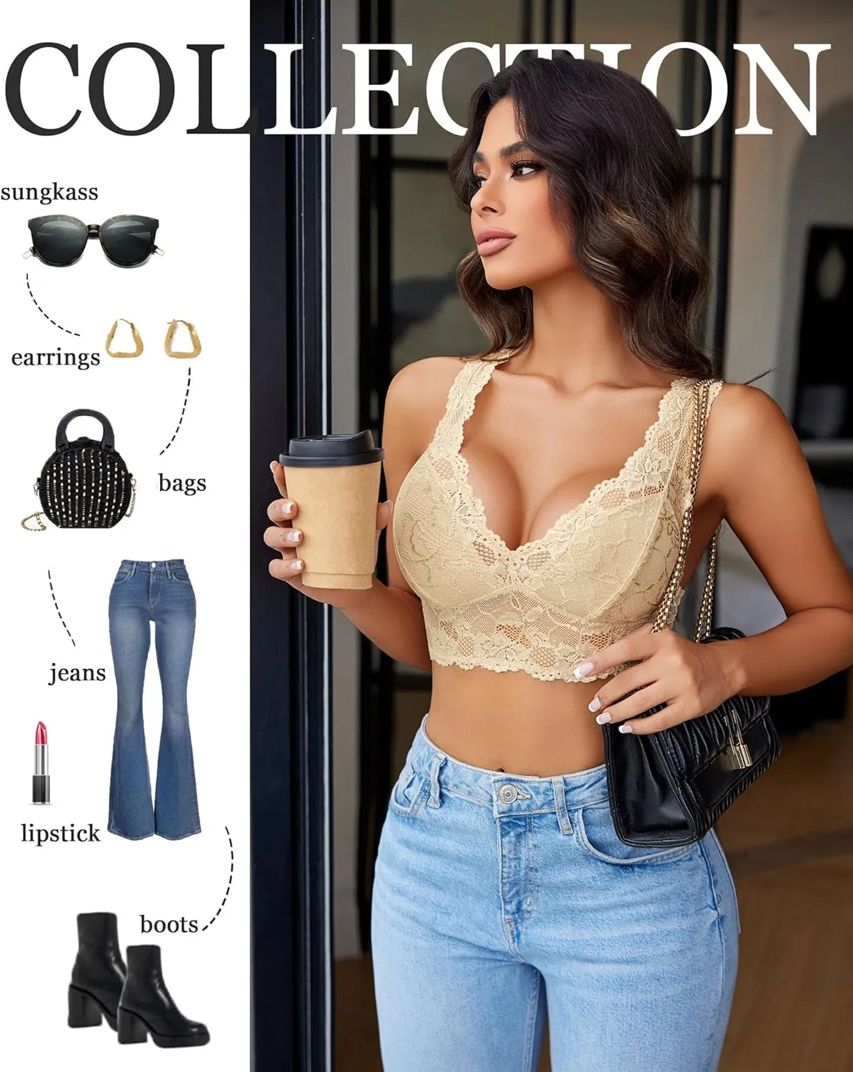 Avidlove Bralettes for Women Lace Bra Non Padded Longline Bralette Deep V Triangle Sexy Everyday Lingerie Bras