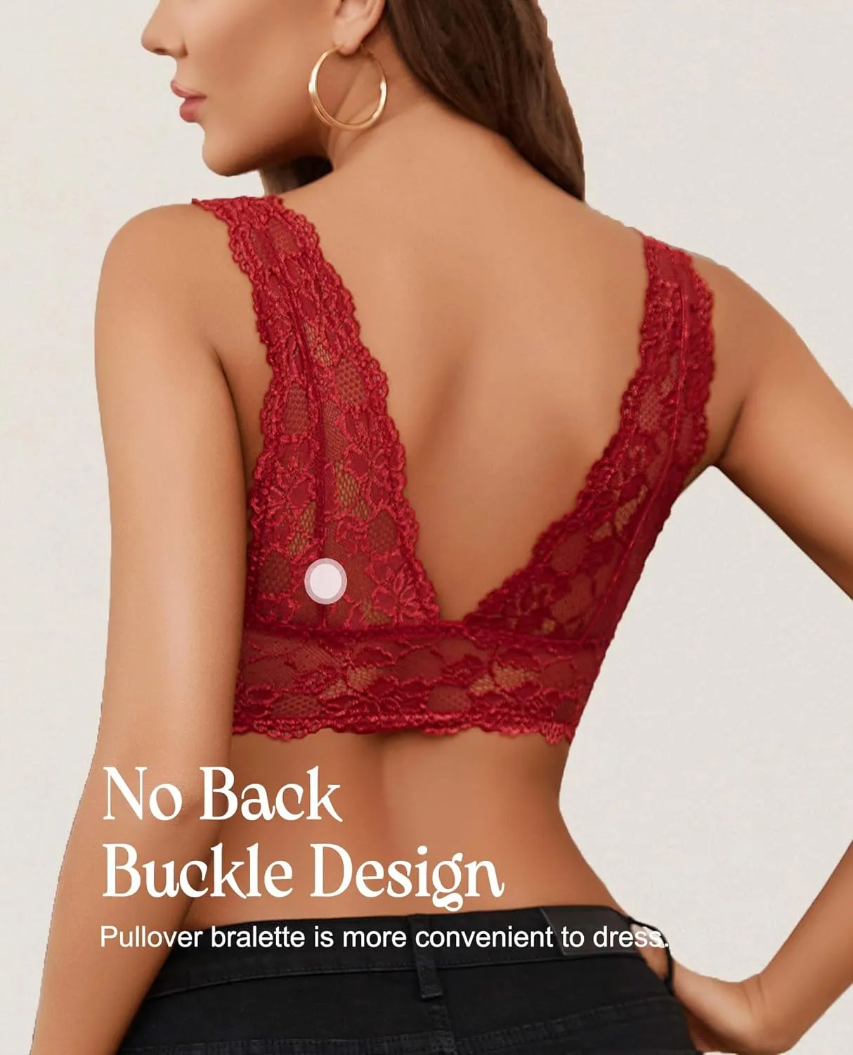 Avidlove Bralettes for Women Lace Bra Non Padded Longline Bralette Deep V Triangle Sexy Everyday Lingerie Bras