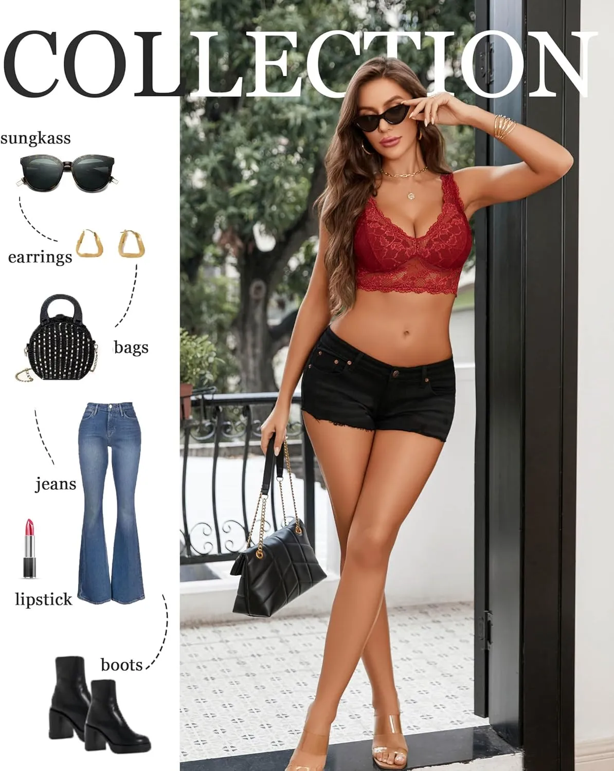 Avidlove Bralettes for Women Lace Bra Non Padded Longline Bralette Deep V Triangle Sexy Everyday Lingerie Bras