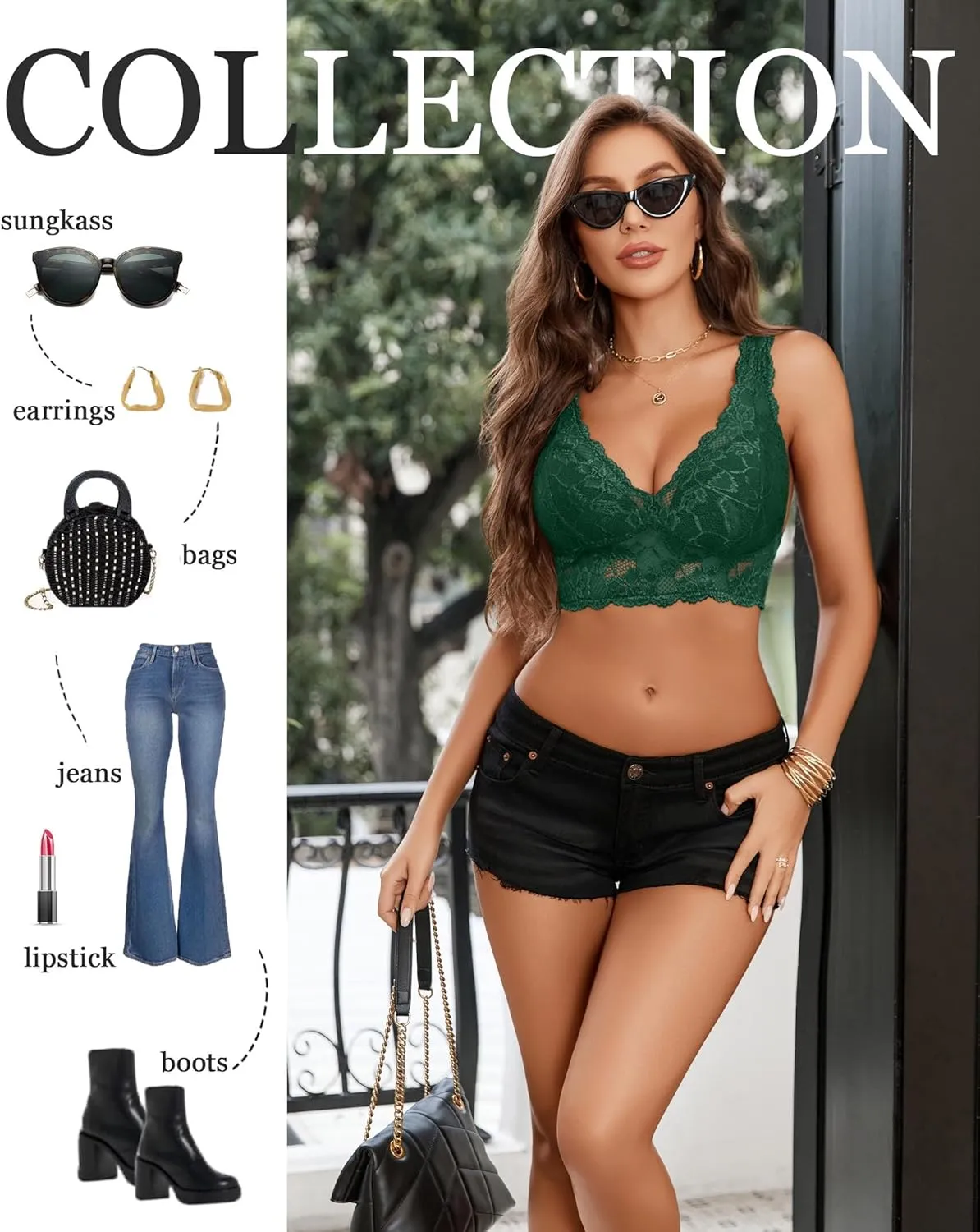 Avidlove Bralettes for Women Lace Bra Non Padded Longline Bralette Deep V Triangle Sexy Everyday Lingerie Bras
