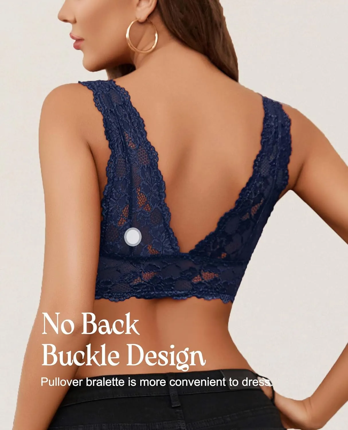Avidlove Bralettes for Women Lace Bra Non Padded Longline Bralette Deep V Triangle Sexy Everyday Lingerie Bras