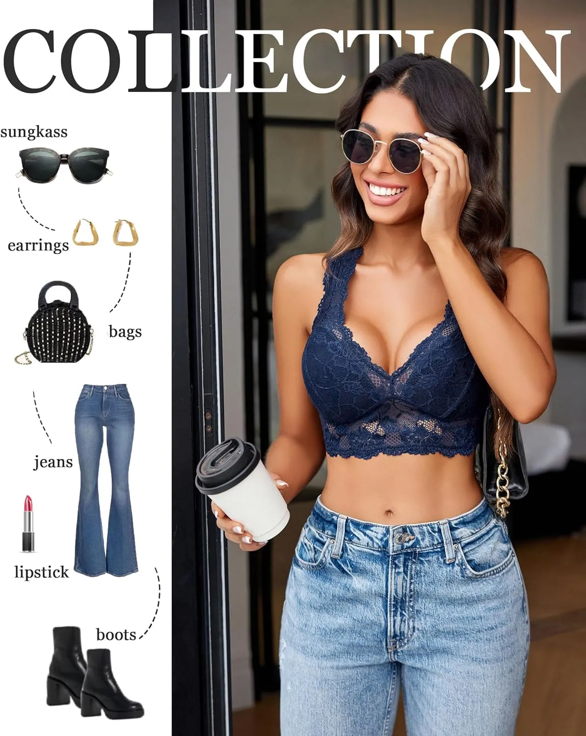 Avidlove Bralettes for Women Lace Bra Non Padded Longline Bralette Deep V Triangle Sexy Everyday Lingerie Bras
