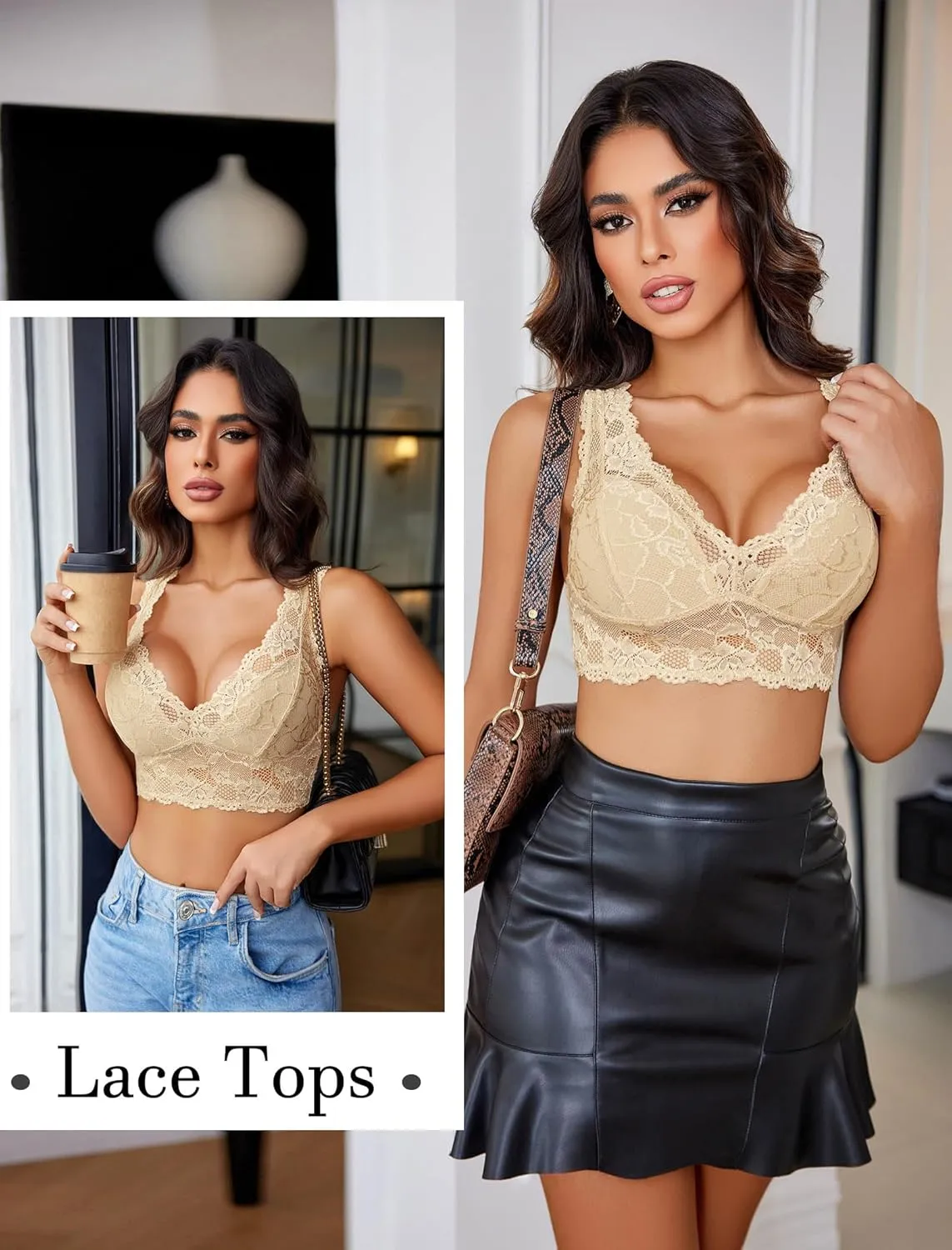Avidlove Bralettes for Women Lace Bra Non Padded Longline Bralette Deep V Triangle Sexy Everyday Lingerie Bras