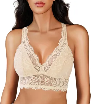 Avidlove Lace Bralettes for Women Wireless Unpadded Bras Racerback Camisole Tops Basic Cami Sexy Strappy Everyday Lingerie