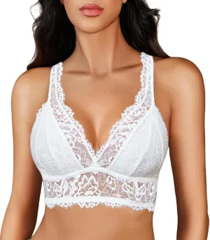 Avidlove Lace Bralettes for Women Wireless Unpadded Bras Racerback Camisole Tops Basic Cami Sexy Strappy Everyday Lingerie