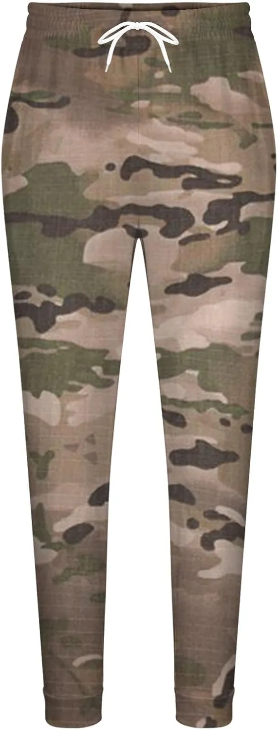 Aymnlox Mens Camousflag Casual Pants Tactical Elastic Drawstring Waist Sweatpants Jogger Hiking Running Pants with Pockets