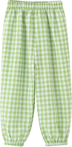 BINIDUCKLING Toddler Pull Up Loose Gingham Girls Pants 2-9 Years