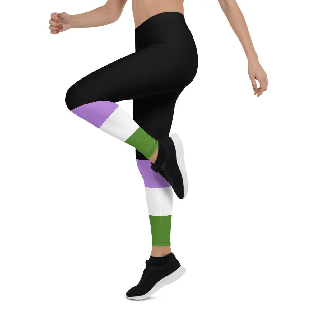 Black Genderqueer Flag Leggings
