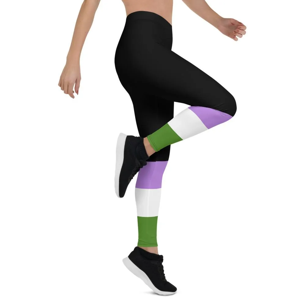Black Genderqueer Flag Leggings