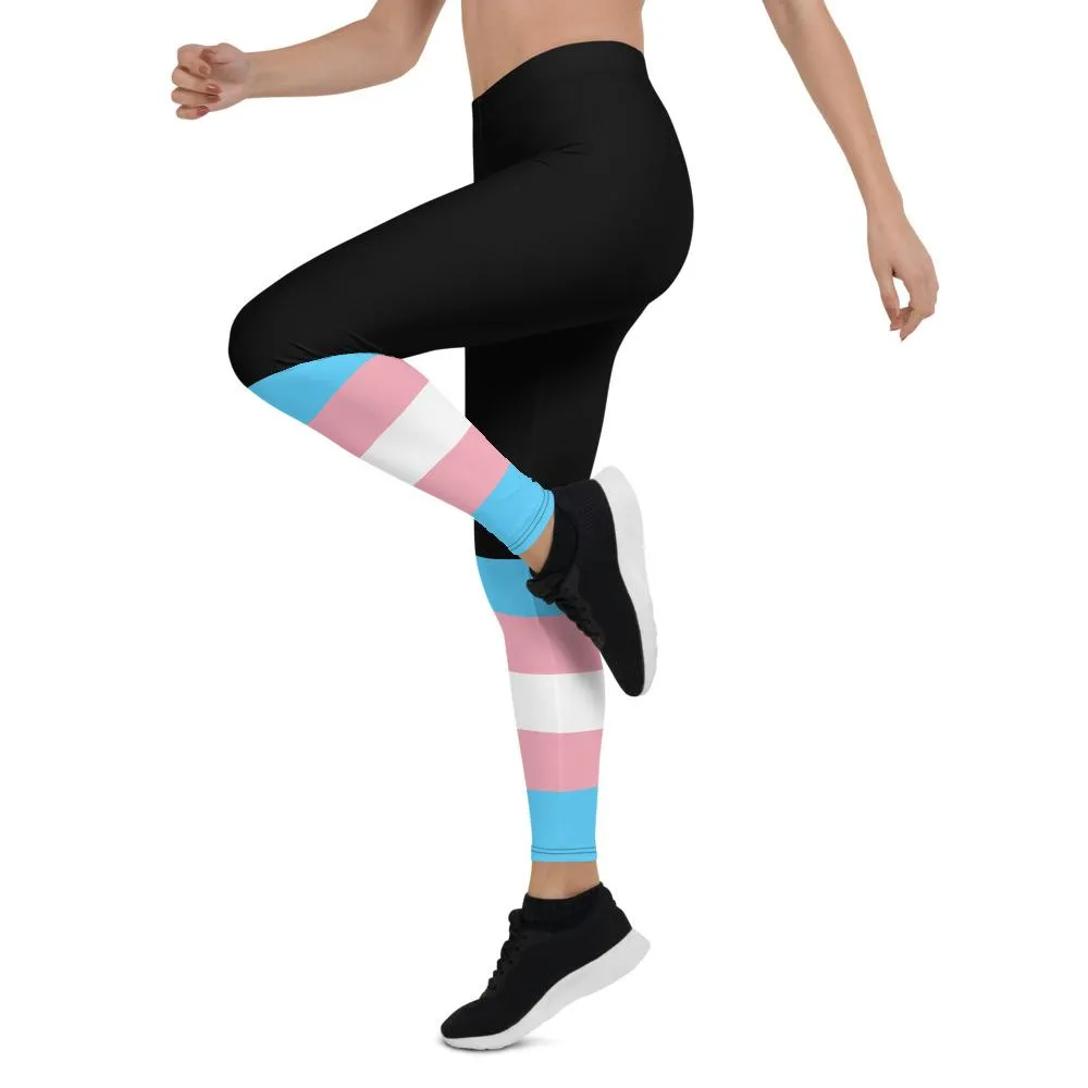 Black Transgender Flag Leggings
