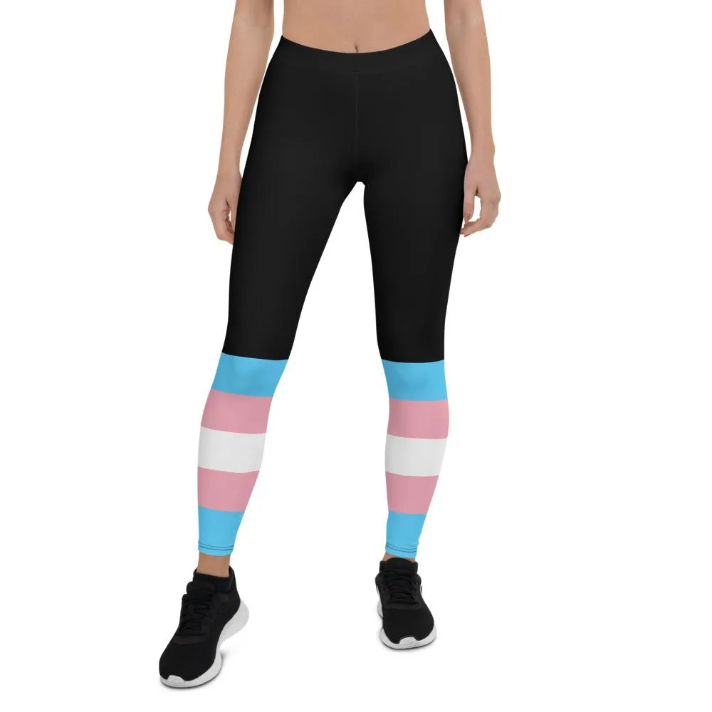 Black Transgender Flag Leggings