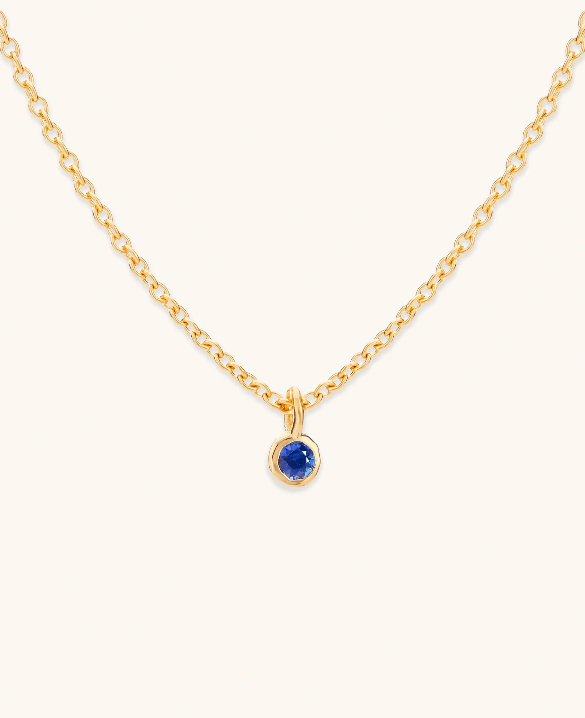 Blue Sapphire Droplet Necklace Gold