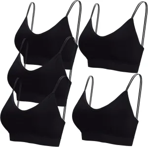 BQTQ 5 Pcs V Neck Tube Top Bra Padded Camisole Bra for Women Seamless Bralettes