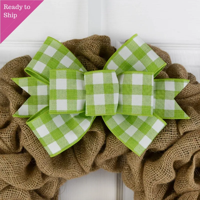 Buffalo Plaid Add On Wreath Bow - Wreath Embellishment for Already Made PreMade Wreath - Farmhouse Extra
