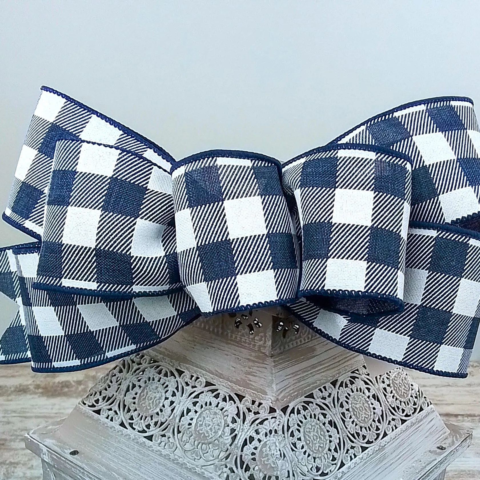 Buffalo Plaid Add On Wreath Bow - Wreath Embellishment for Already Made PreMade Wreath - Farmhouse Extra