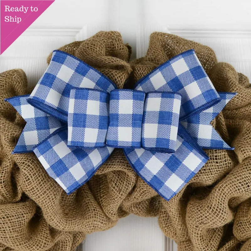 Buffalo Plaid Add On Wreath Bow - Wreath Embellishment for Already Made PreMade Wreath - Farmhouse Extra