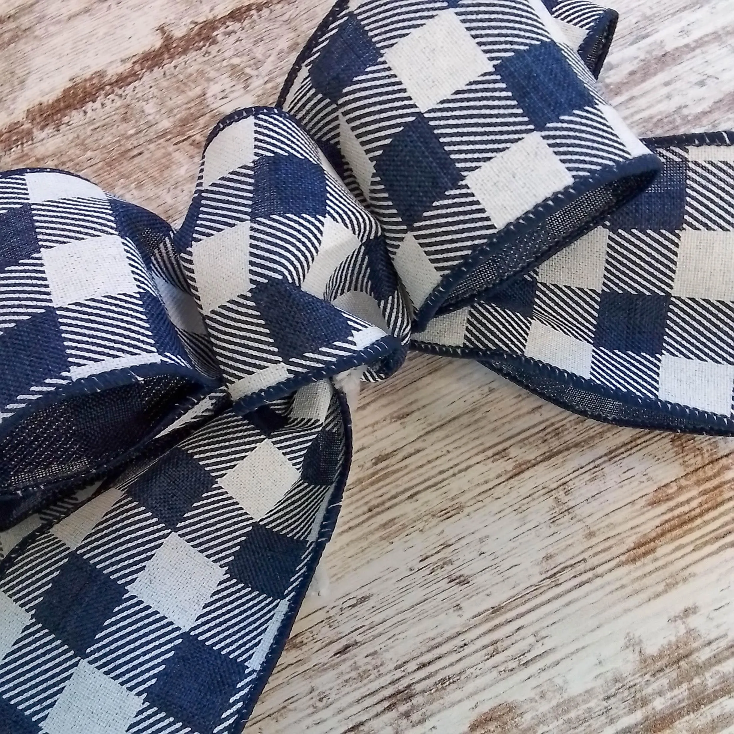Buffalo Plaid Add On Wreath Bow - Wreath Embellishment for Already Made PreMade Wreath - Farmhouse Extra