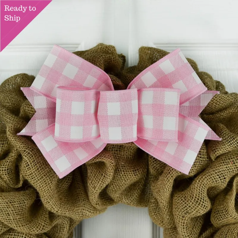 Buffalo Plaid Add On Wreath Bow - Wreath Embellishment for Already Made PreMade Wreath - Farmhouse Extra