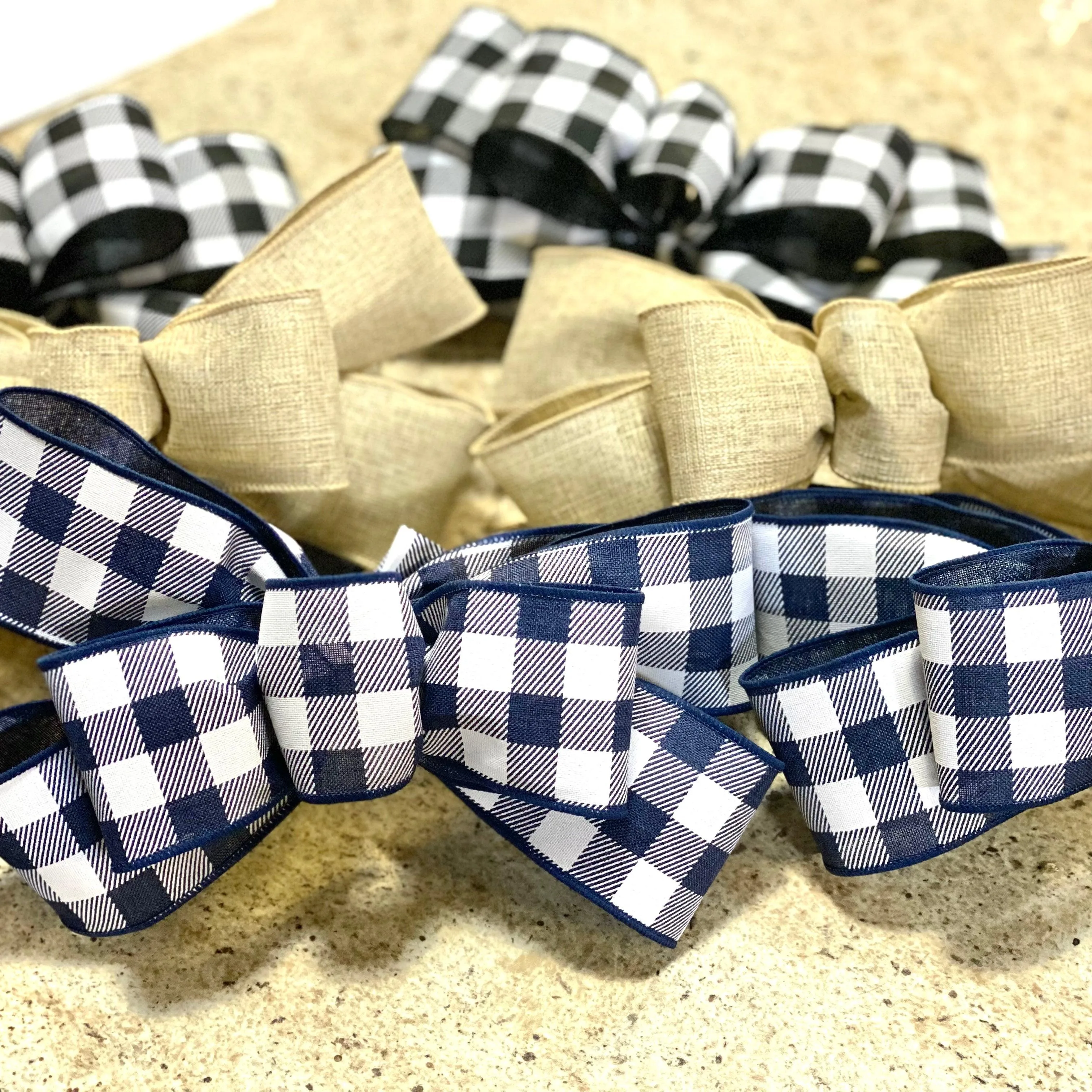 Buffalo Plaid Add On Wreath Bow - Wreath Embellishment for Already Made PreMade Wreath - Farmhouse Extra