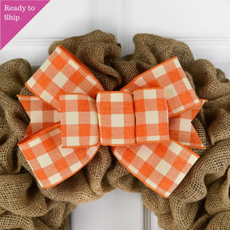 Buffalo Plaid Add On Wreath Bow - Wreath Embellishment for Already Made PreMade Wreath - Farmhouse Extra