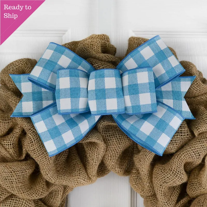 Buffalo Plaid Add On Wreath Bow - Wreath Embellishment for Already Made PreMade Wreath - Farmhouse Extra