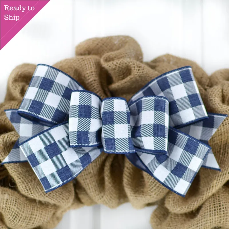 Buffalo Plaid Add On Wreath Bow - Wreath Embellishment for Already Made PreMade Wreath - Farmhouse Extra
