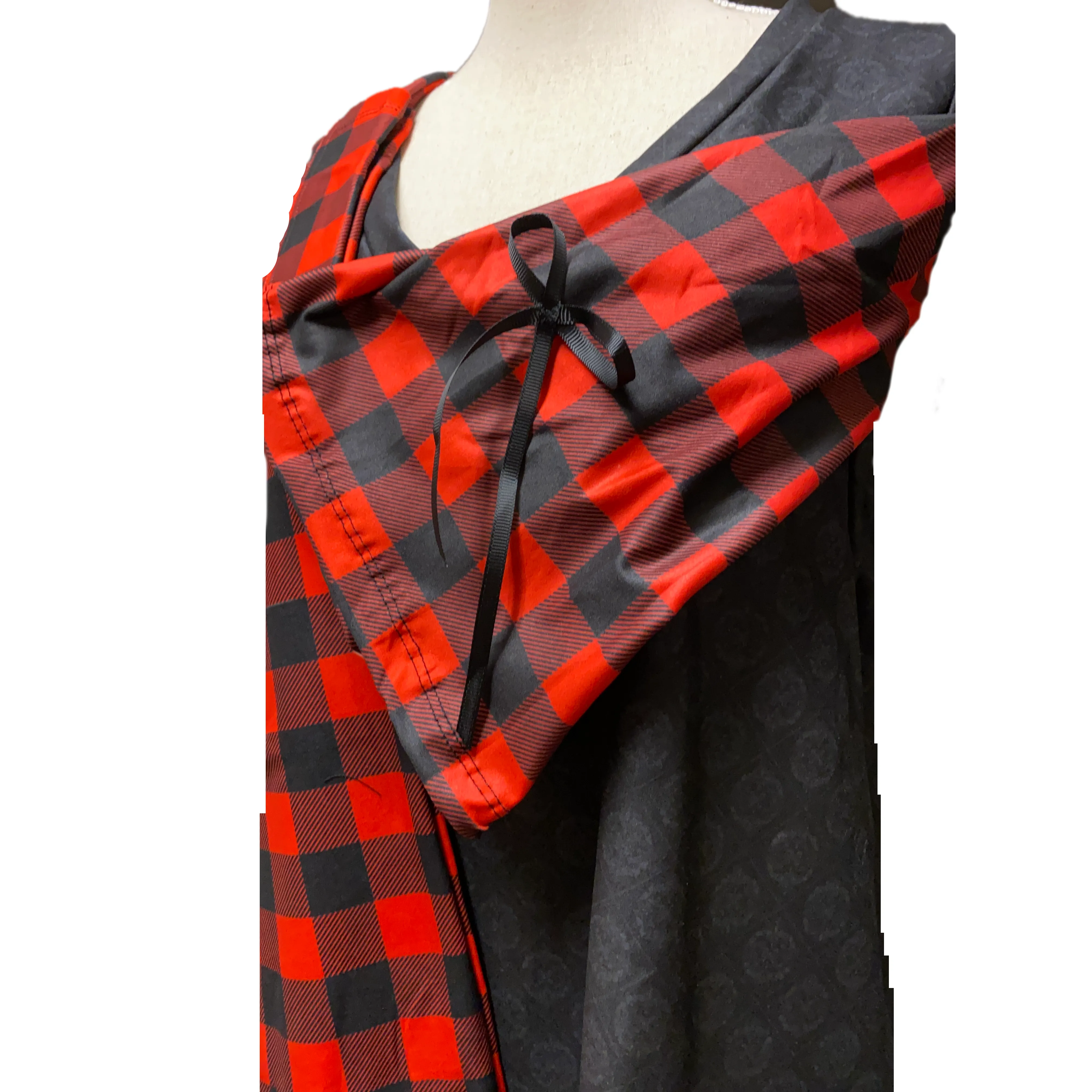Buffalo Plaid Pajama Lounge Set  Bell Sleeves and Loose Legging Material Pants with Pockets