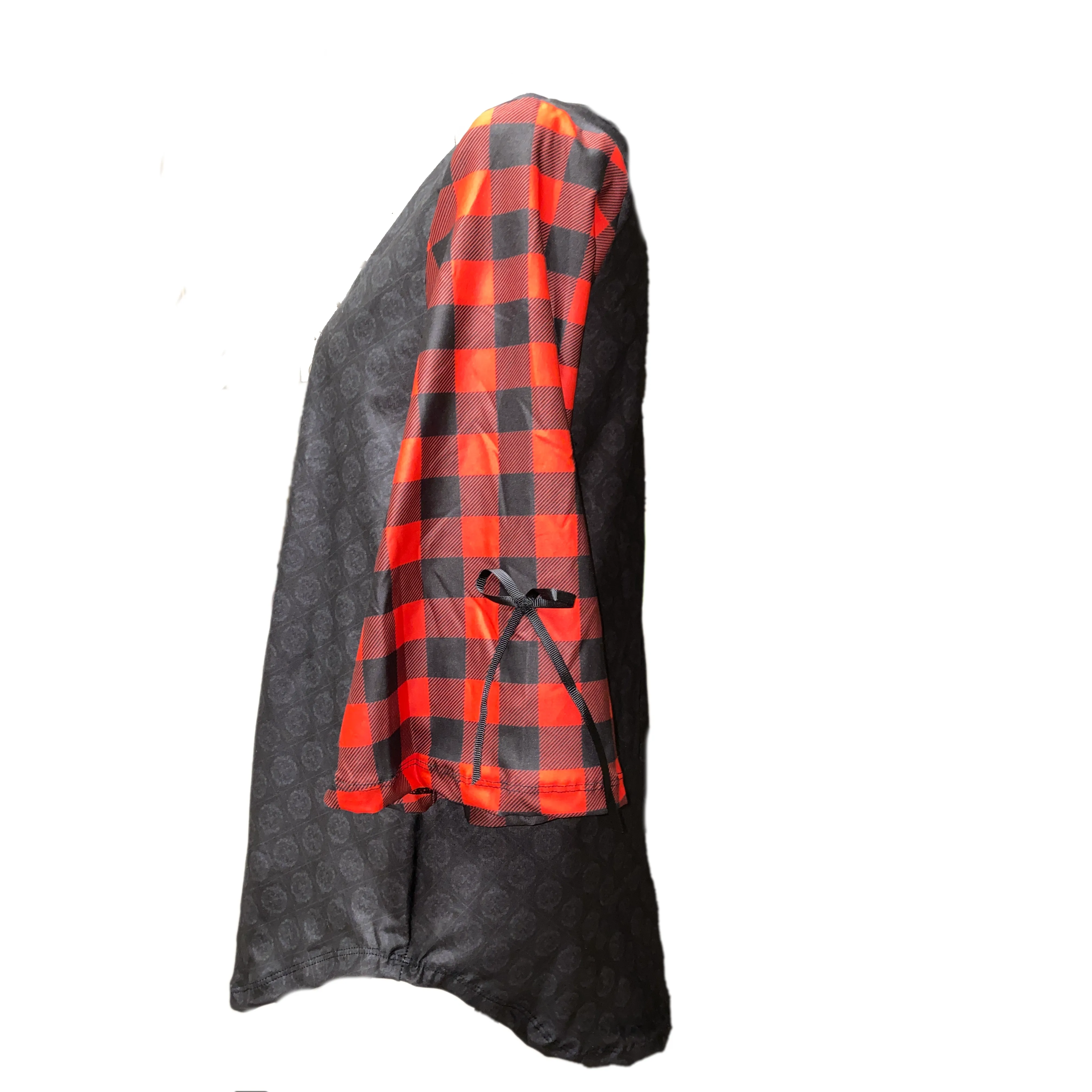 Buffalo Plaid Pajama Lounge Set  Bell Sleeves and Loose Legging Material Pants with Pockets