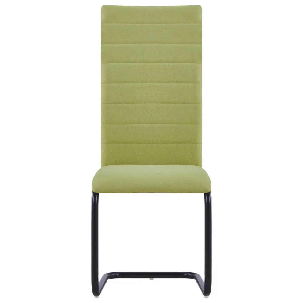 Cantilever Dining Chairs 6 pcs Green Fabric