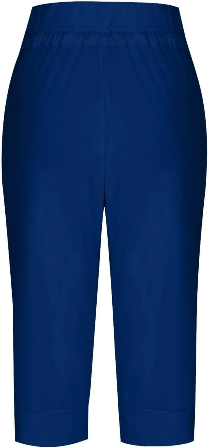 Capri Pants for Women High Waist Drawstring Comfy Pants Joggers Stretch Lightweigh Pant Cropped Beach Trousers